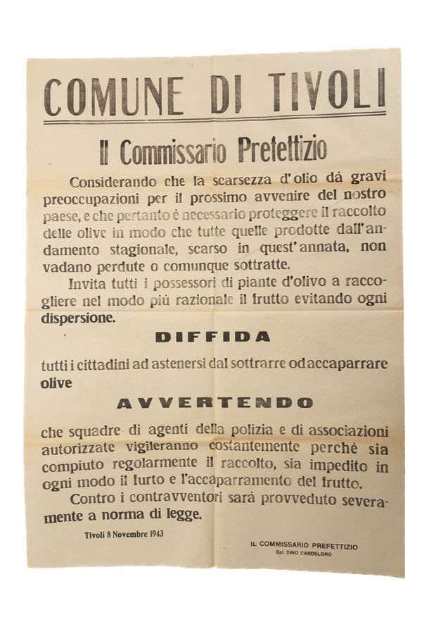 Manifesto a ﬁrma del Colonnello Dino Candeloro