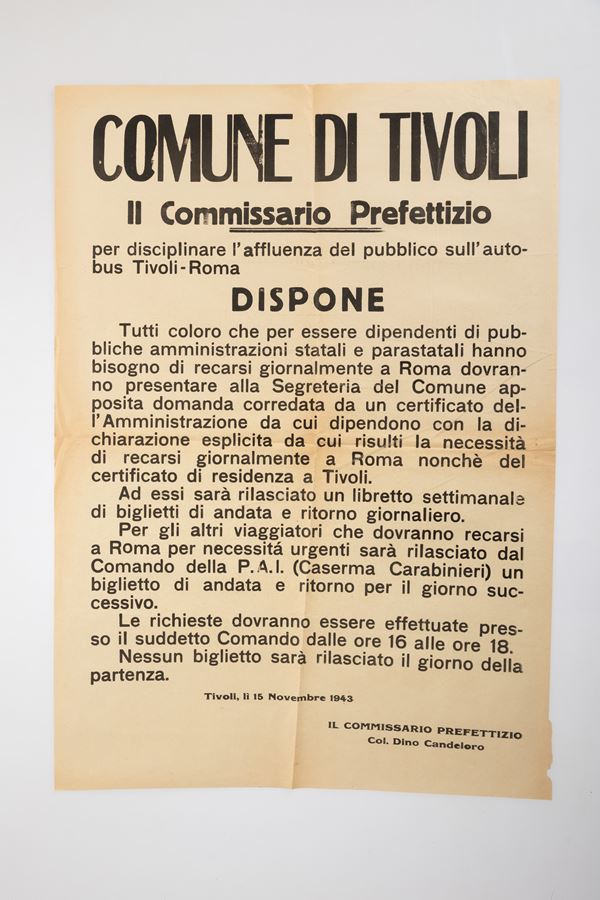 Manifesto del Commissario Prefettizio Col. Dino Candeloro