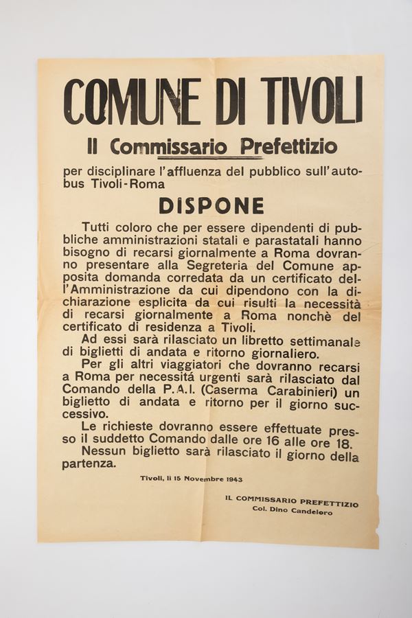 Manifesto del Commissario Prefettizio Col. Dino Candeloro