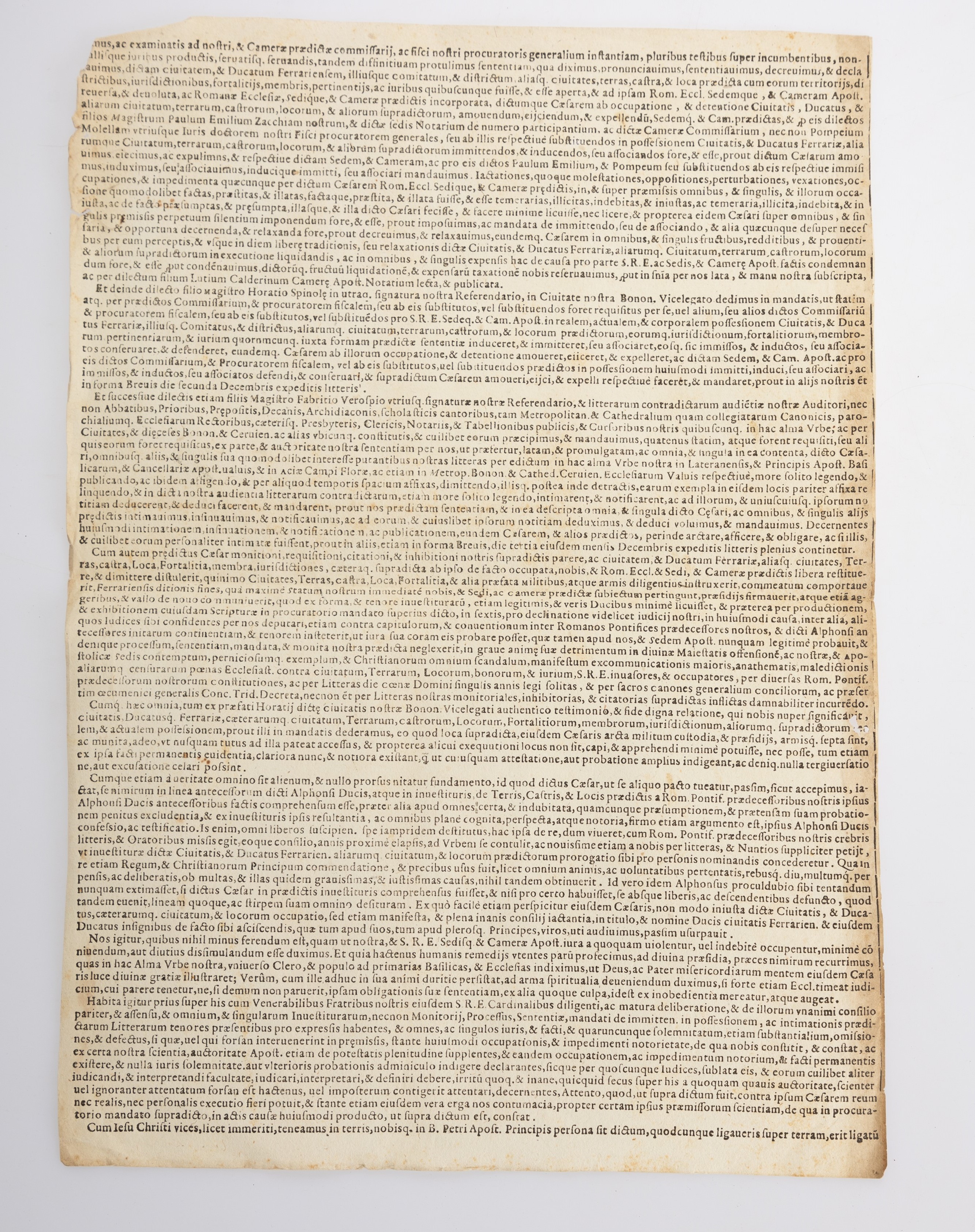 Papa Clemente VIII° - Bolla di scomunica Cesare dʹEste