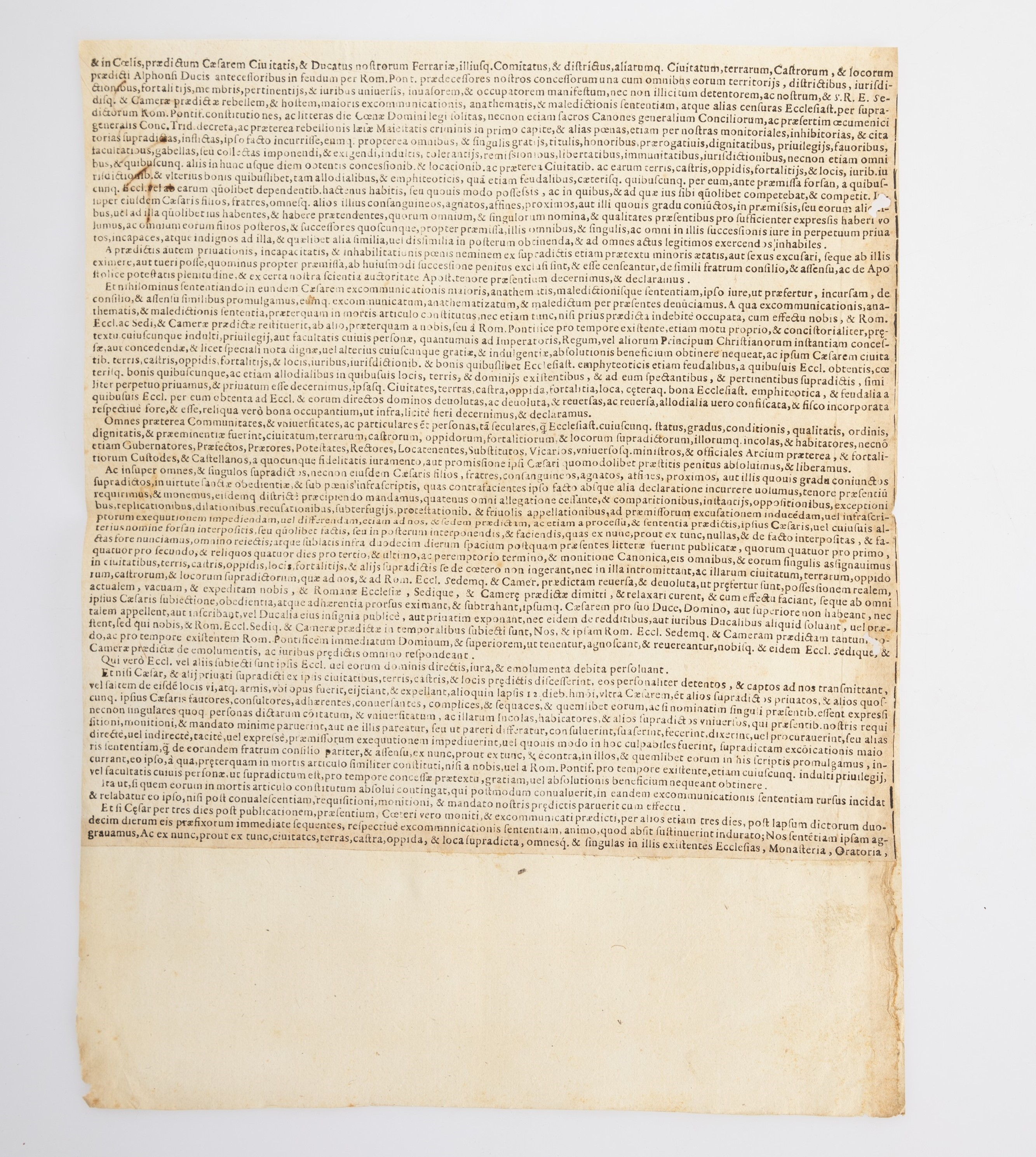 Papa Clemente VIII° - Bolla di scomunica Cesare dʹEste