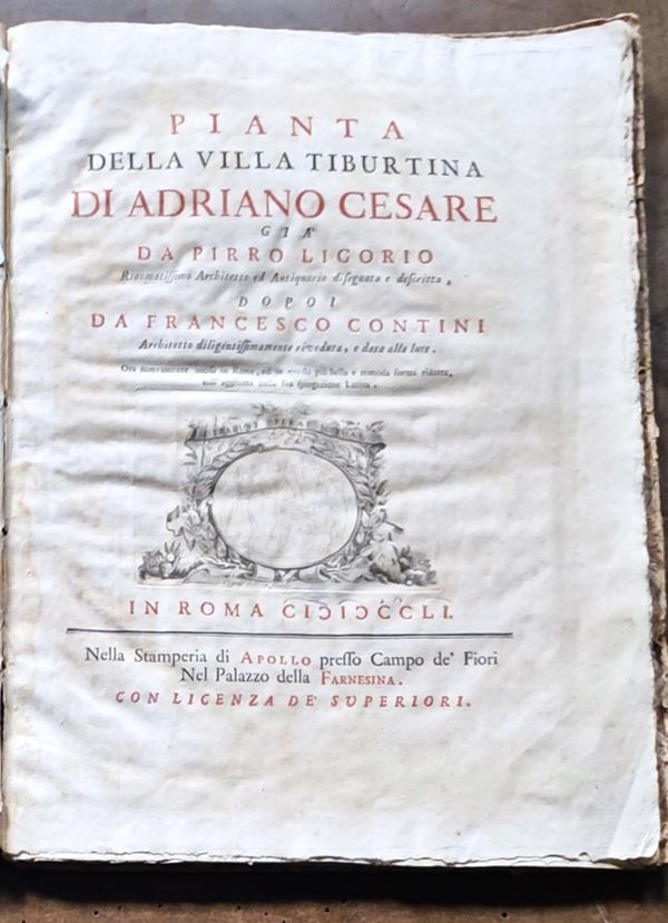 Piero Ligorio - Pianta della villa Tiburtina di Adriano Cesare. Roma, nella Stamperia di Apollo, 1751