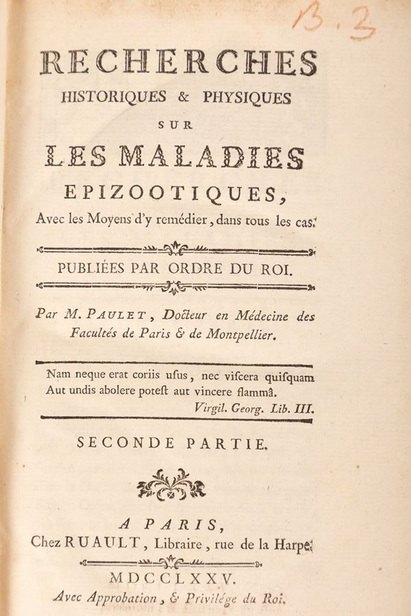 Jean Jacques Paulet - Recherches historiques & physiques sur les maladies epizootiques, avec les moyens dʹy remedier, dans tous les cas.