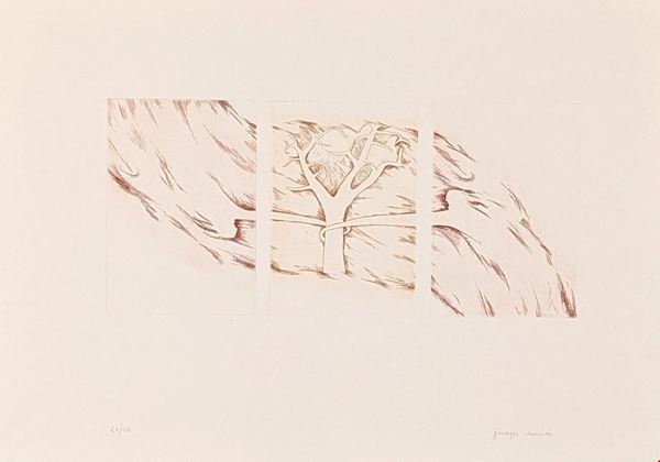 Giuseppe Vannini : Intorno all'albero  - litografia - Auction Asta a Tempo: Grafica di Arte Contemporanea - Gliubich Casa d'Aste