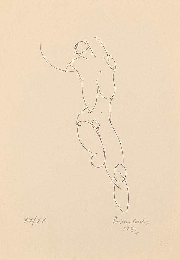 Umberto Primo Conti : Nudo  (1981)  - litografia - Auction Asta a Tempo: Grafica di Arte Contemporanea - Gliubich Casa d'Aste