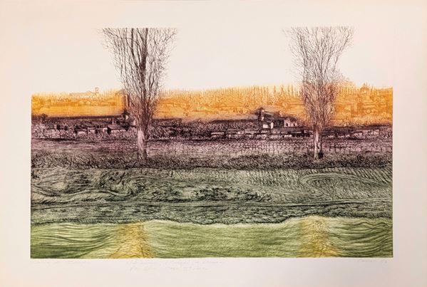 Robert Carrol : Il fiume, i campi, Fossacesia  - litografia - Auction Asta a Tempo: Grafica di Arte Contemporanea - Gliubich Casa d'Aste