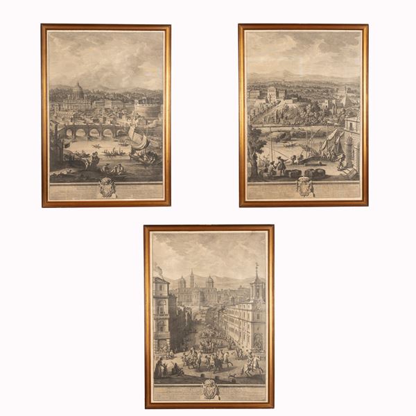 Giuseppe  Vasi - Lotto di tre acqueforti 