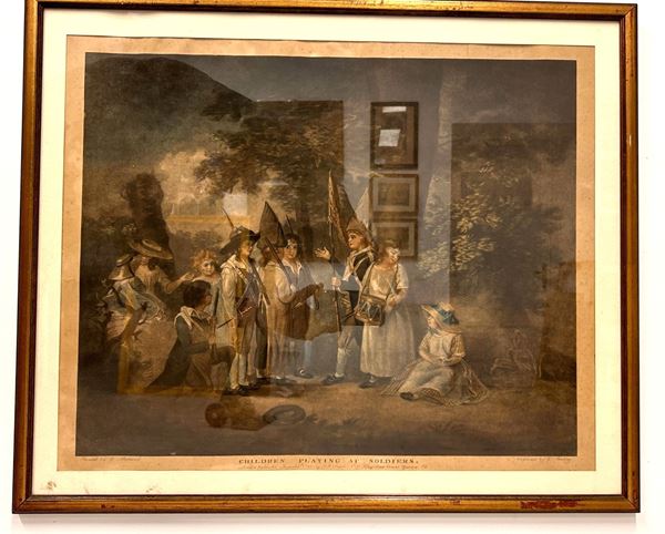 Children playing at soldiers. London, 1788