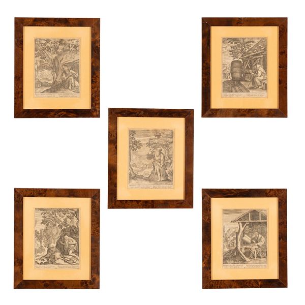 Lotto di cinque tavole calcografiche di Francesco Valesio