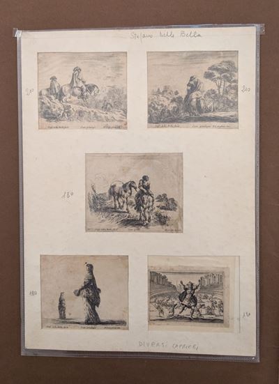 Folder con 4 Incisioni di Stefano della Bella e una di Edouard Eckman da Jacques Callot