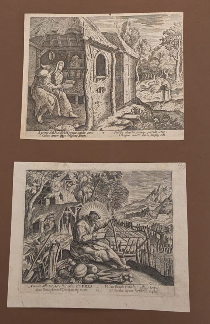 Lotto di 10 Incisioni e Frontespizio del Volume Illustrium Anachoretarum Elogia Siue Religiosi Vi...