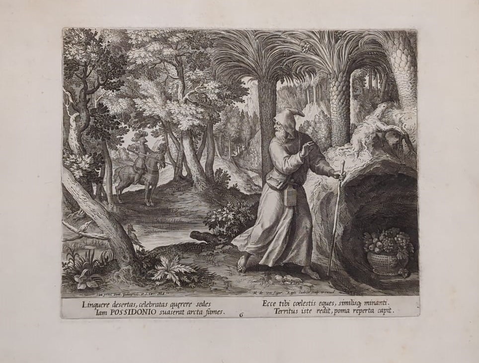 Lotto di 3 Incisioni di Anacoreti di Raphael Sadeler