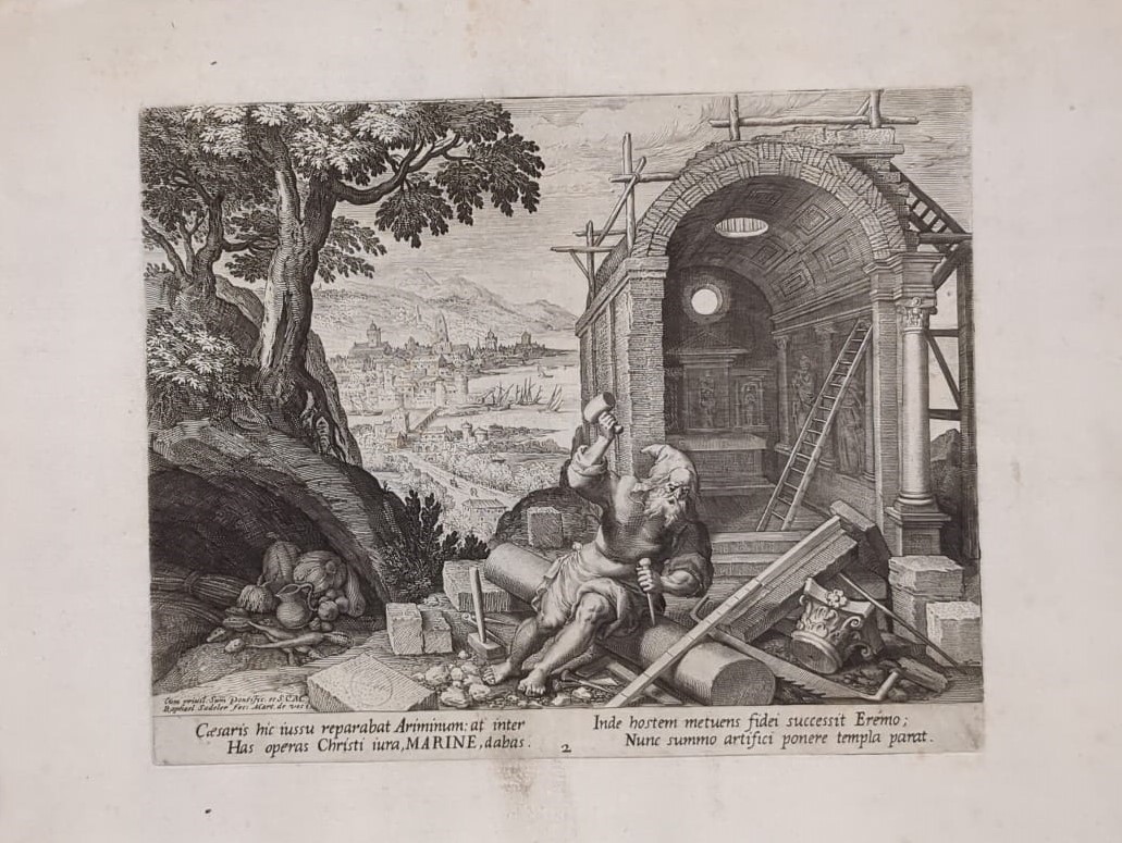 Lotto di 3 Incisioni di Anacoreti di Raphael Sadeler