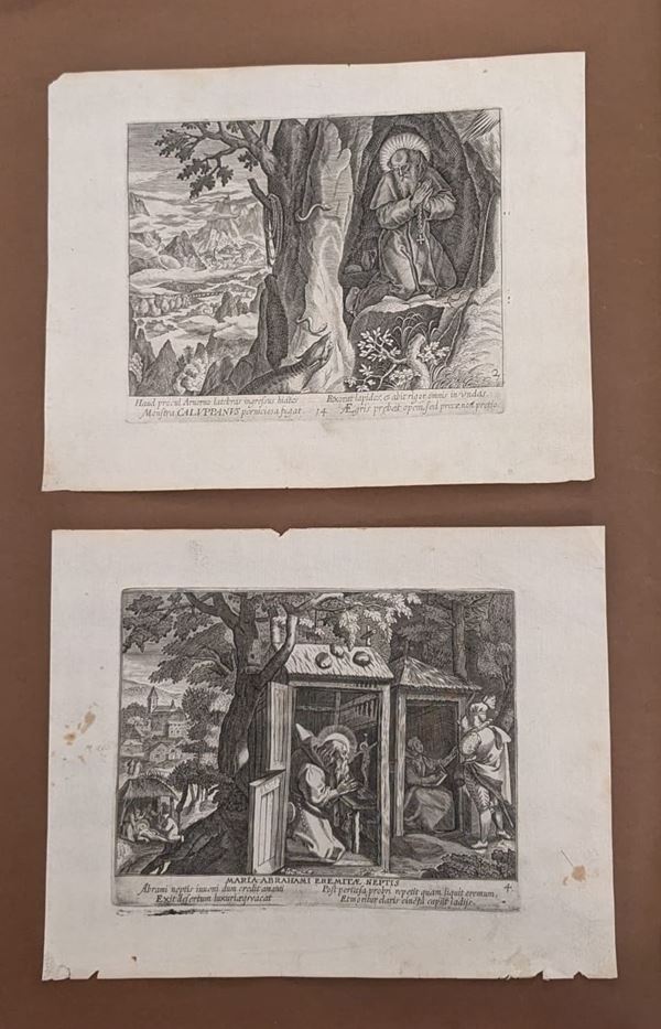 Lotto di 20 incisioni e un frontespizio del volume Oraculum Anachoreticum A.D. 1600