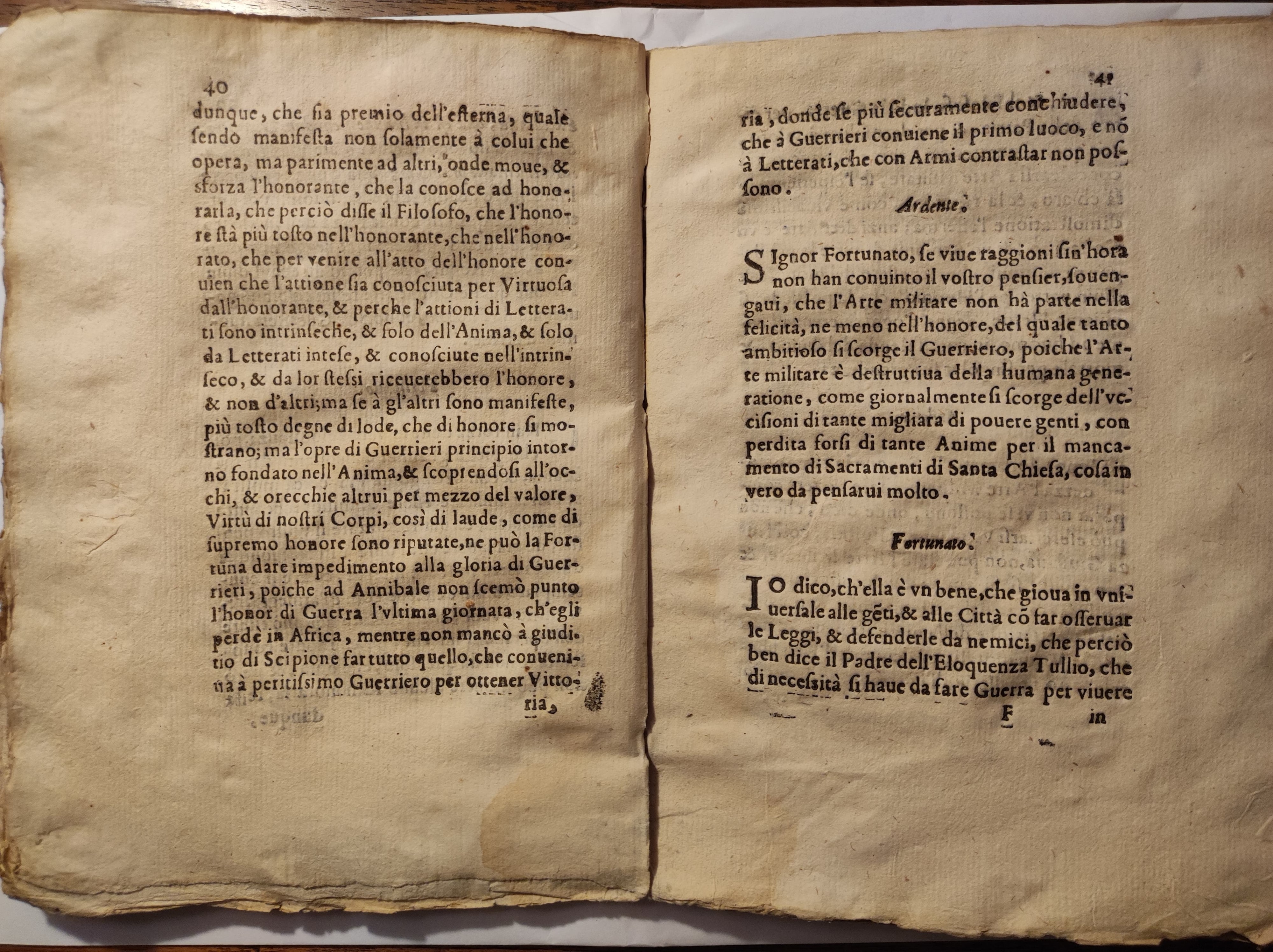 Scarnato, Cesare Curioso Dialogo della Precedenza delle Lettere, e Arme tra L'accademico Ardente,...
