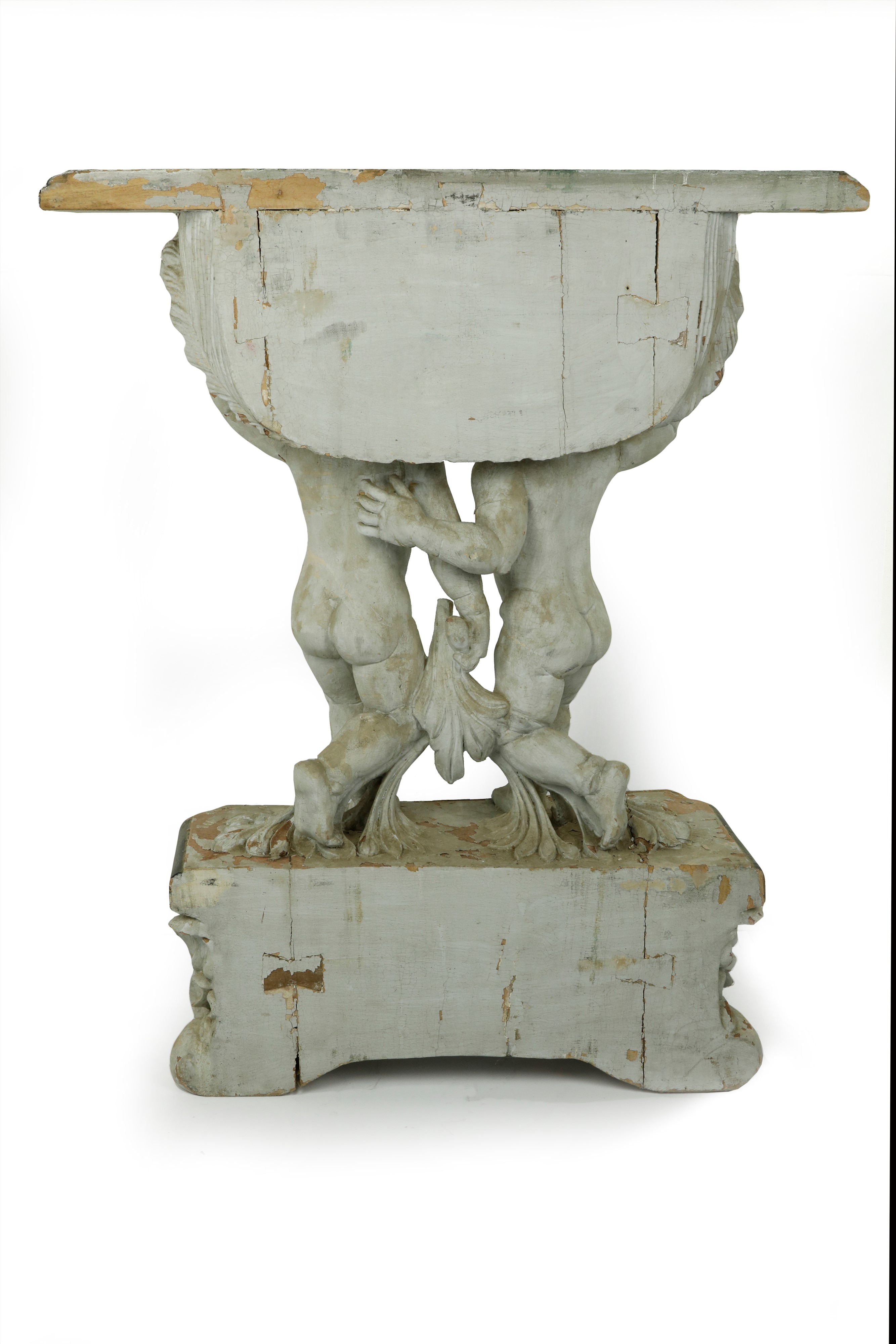 Consolle Genovese con base a putti scolpiti.