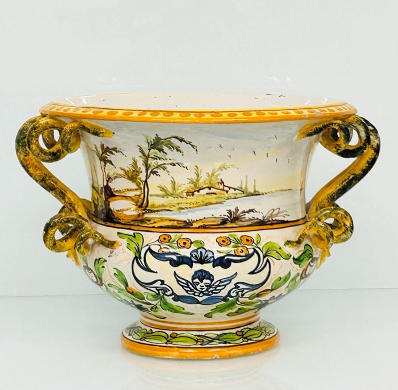 Manifattura di Castelli degli Anni Venti del XX Secolo - Centrotavola in Ceramica Smaltata con De...