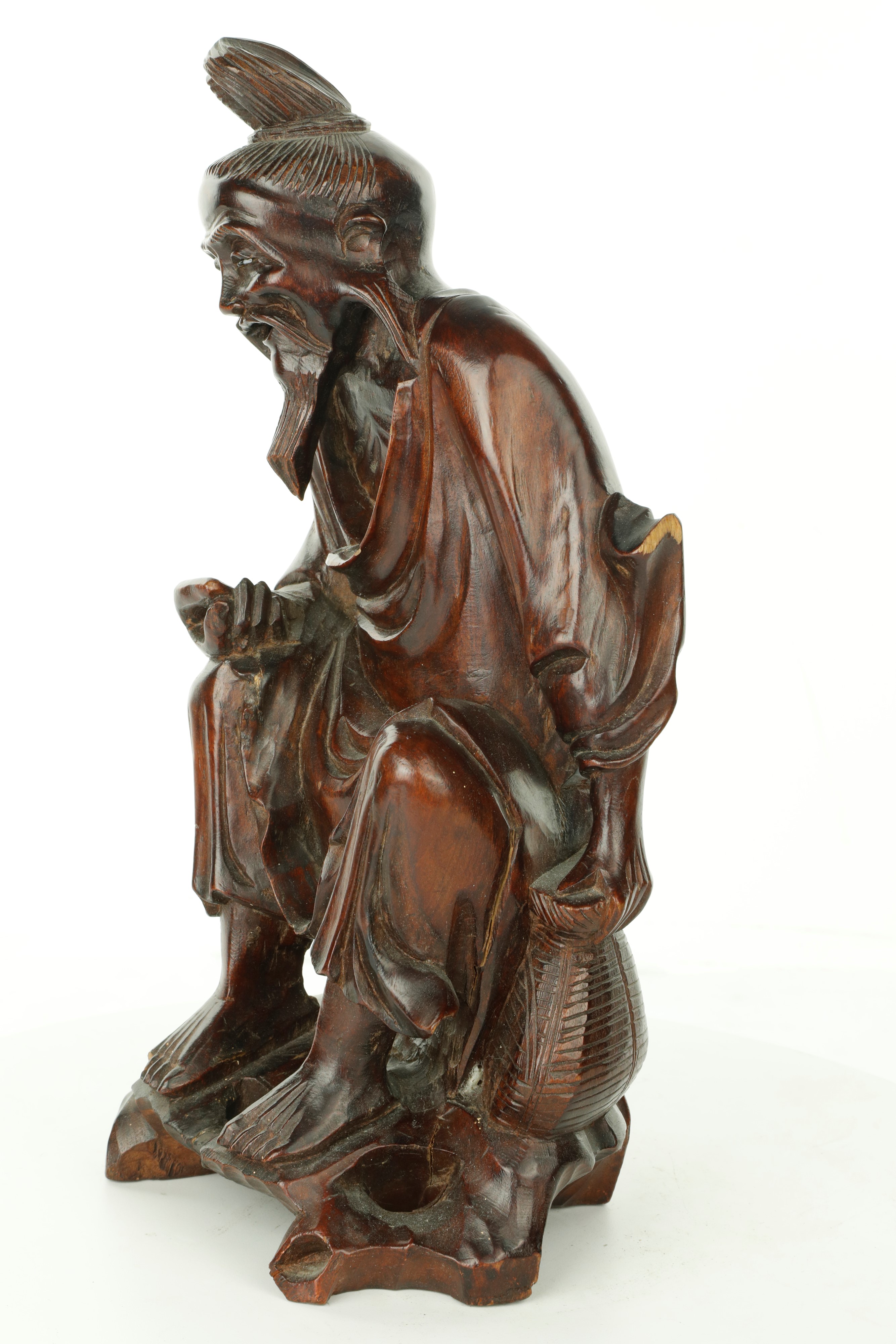 Scultura di Dignitario Orientale in Legno. Giappone, Anni Cinquanta del XX Secolo