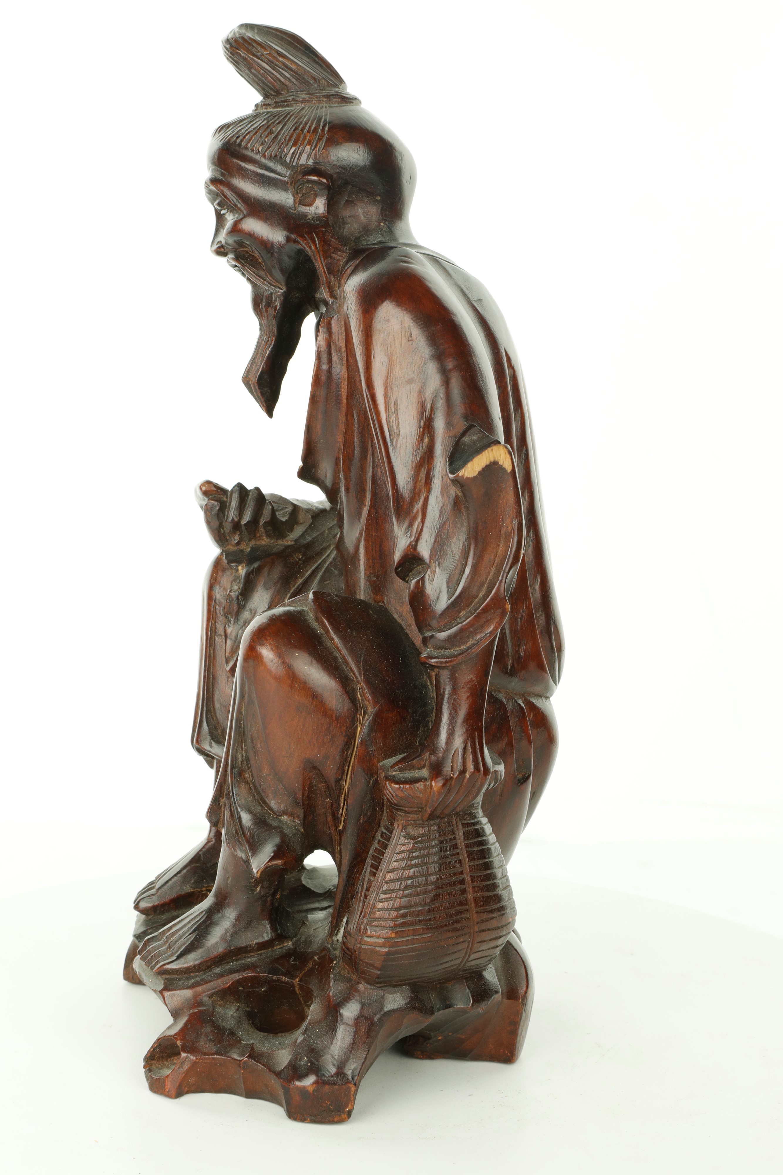Scultura di Dignitario Orientale in Legno. Giappone, Anni Cinquanta del XX Secolo
