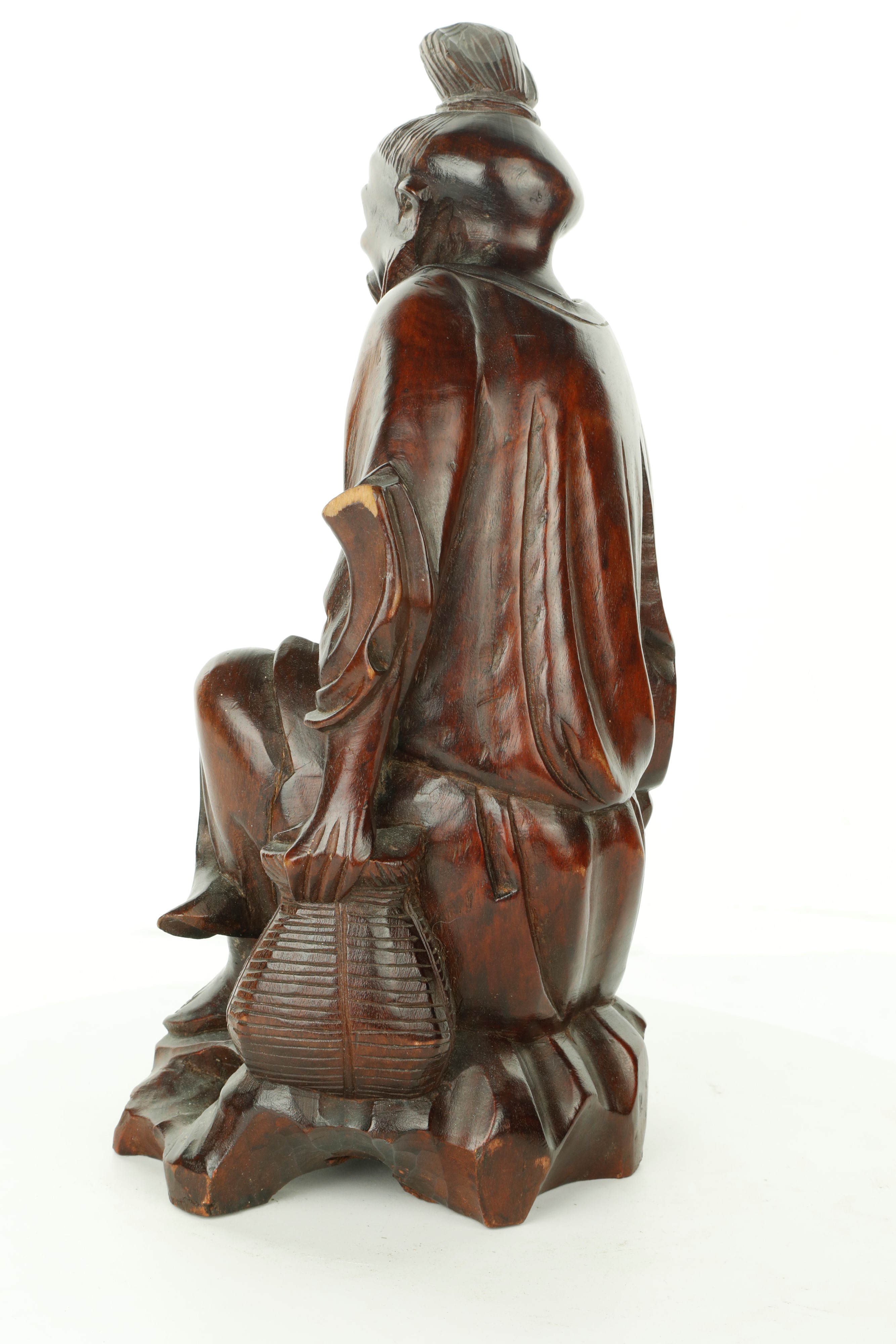 Scultura di Dignitario Orientale in Legno. Giappone, Anni Cinquanta del XX Secolo