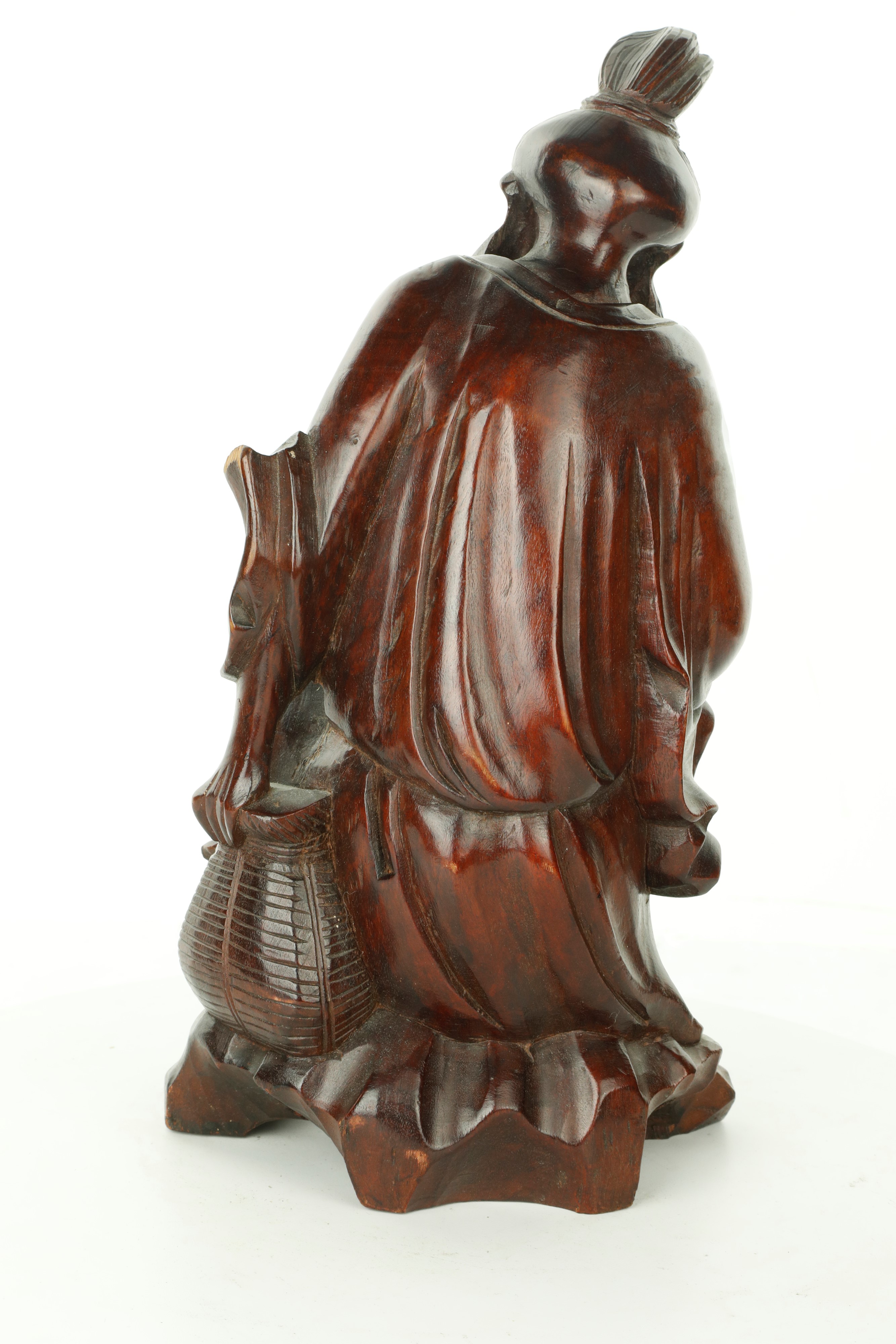Scultura di Dignitario Orientale in Legno. Giappone, Anni Cinquanta del XX Secolo
