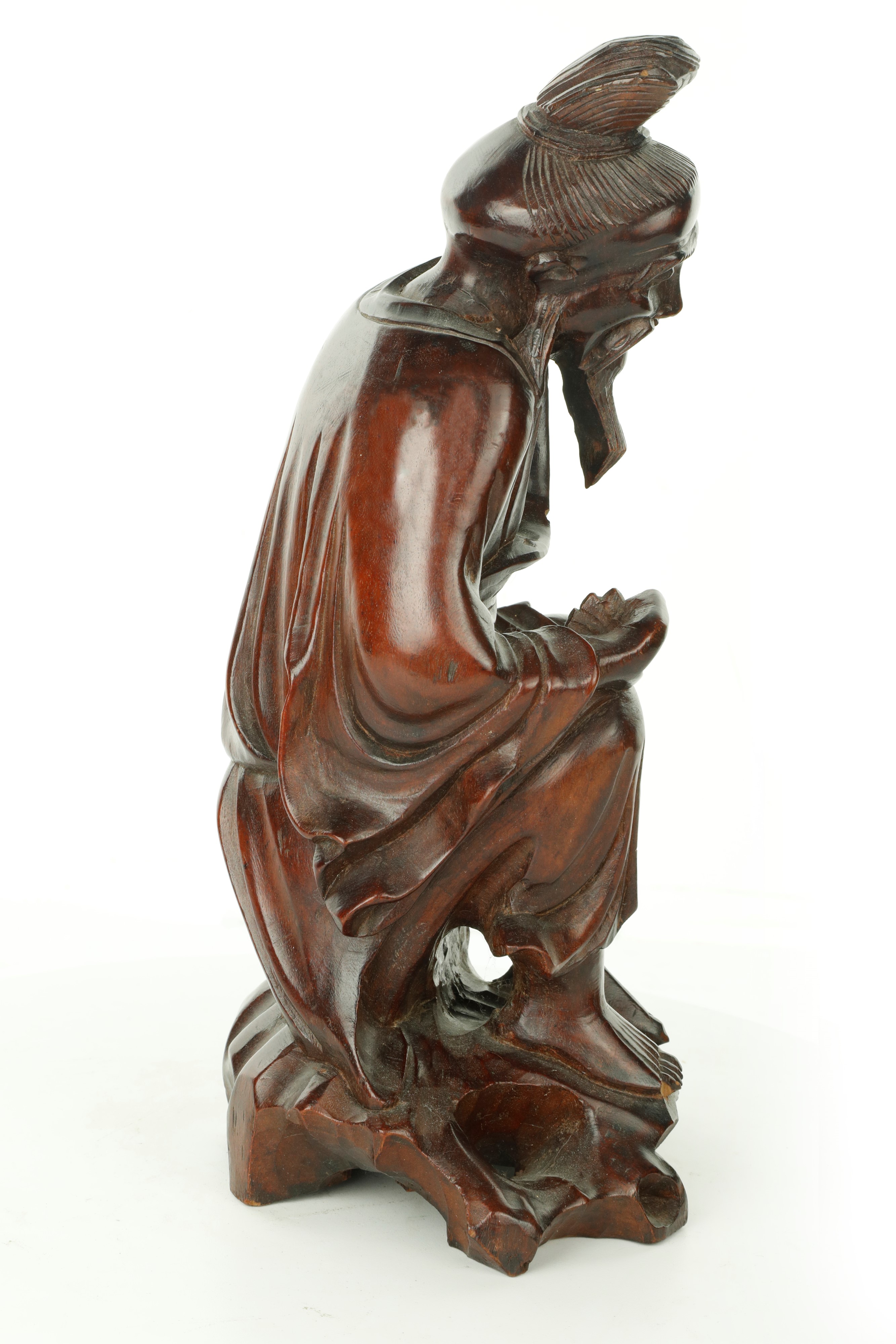 Scultura di Dignitario Orientale in Legno. Giappone, Anni Cinquanta del XX Secolo