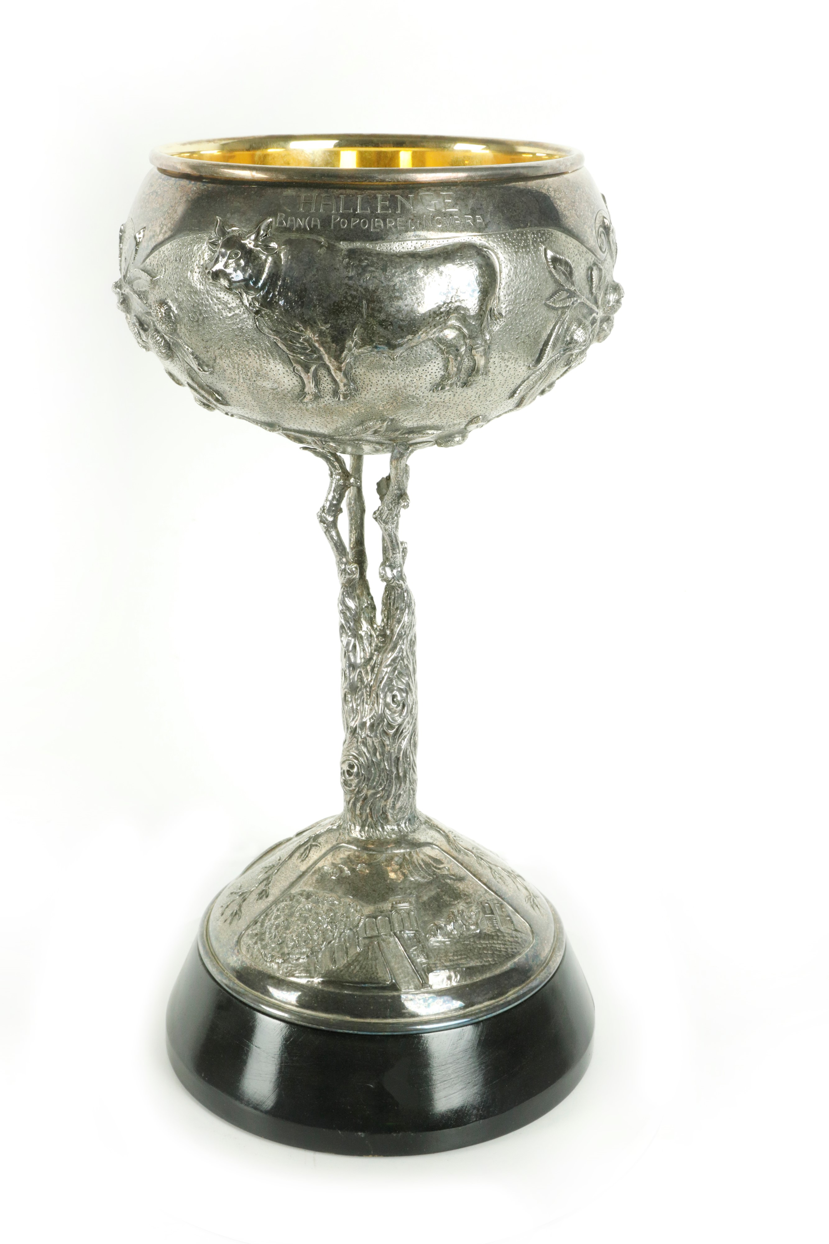 Coppa argentata della 25esima fiera del bue grasso. Moncalvo 1949