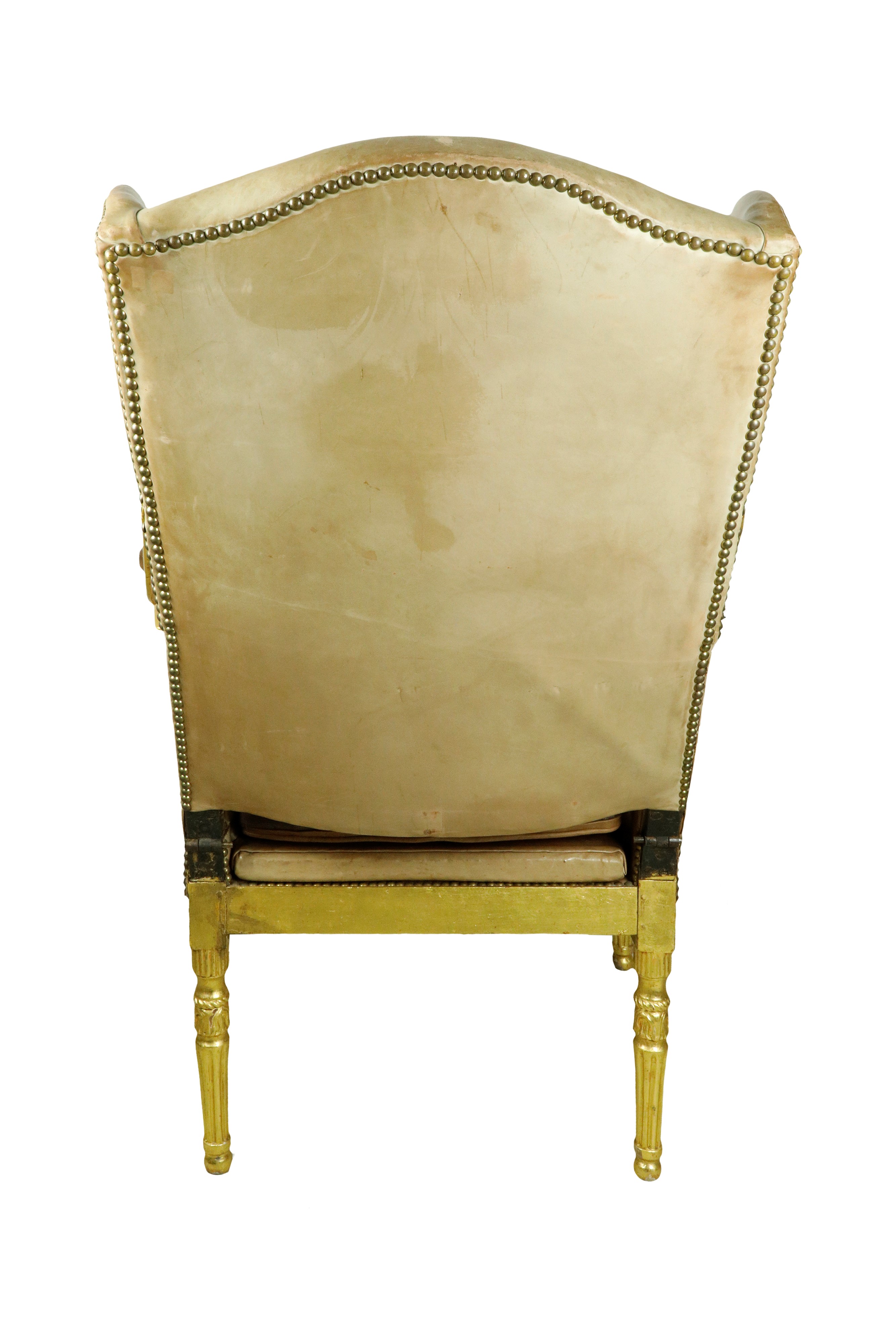 Poltrona Bergere-chaise Longue in Pelle con Decori su Seduta e Schienale