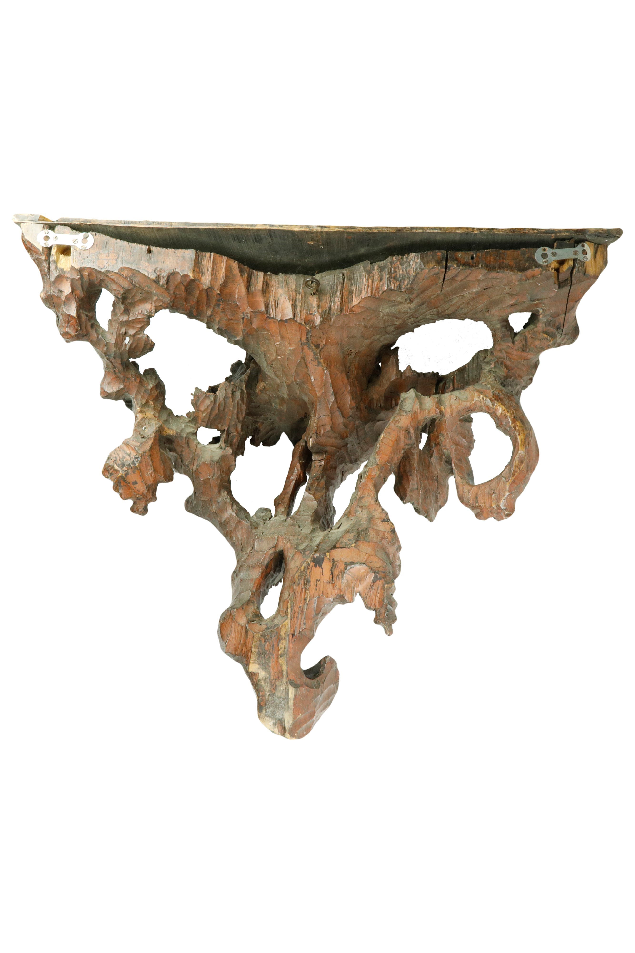 Consolle scultura in legno di cirmolo a lacca rossa veneziana