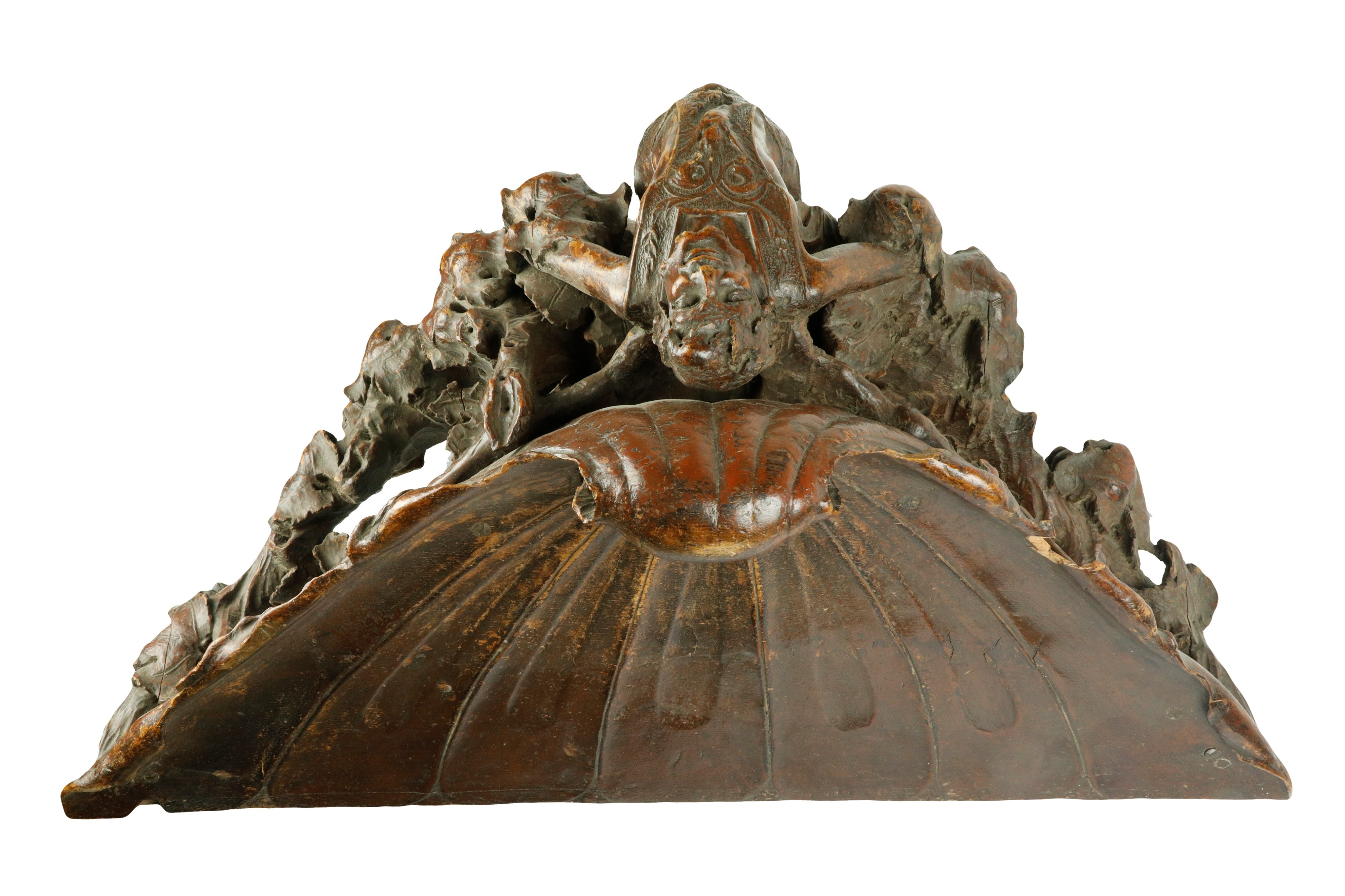 Consolle scultura in legno di cirmolo a lacca rossa veneziana