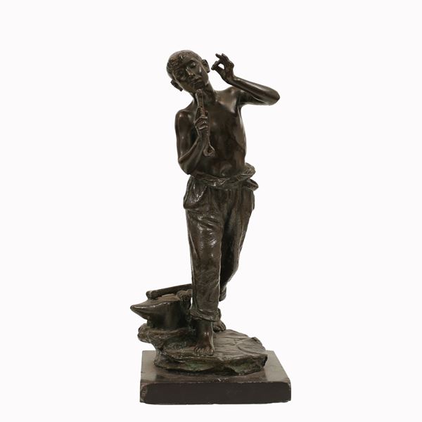 Costantino  Barbella - Scultura in bronza "Fuoco e fumo"
