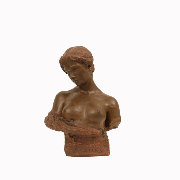 Costantino  Barbella - Scultura in terracotta "Pensierosa"