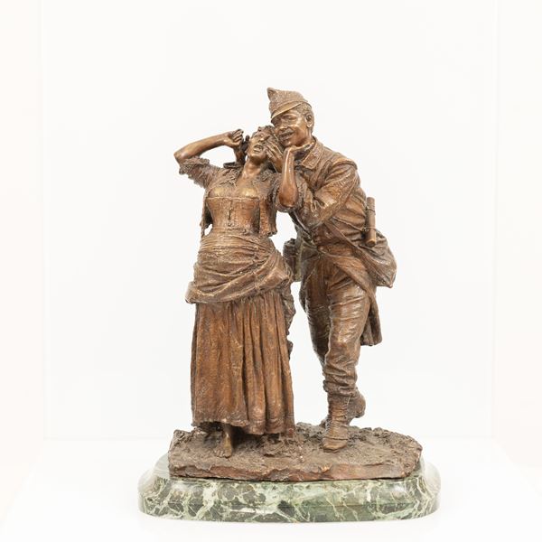Costantino  Barbella - Scultura in bronzo "Il ritorno del soldato"