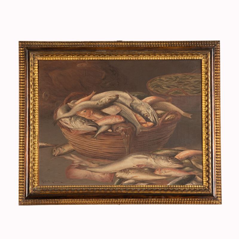 Raffaello Celommi - I doni del mare, olio su tela