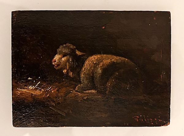 Giuseppe  Palizzi - Pecorella nella stalla