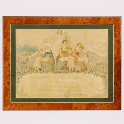 Diploma per l'Esposizione Didattica Abruzzese, cromolitografia, cm 46,5x61, 1926