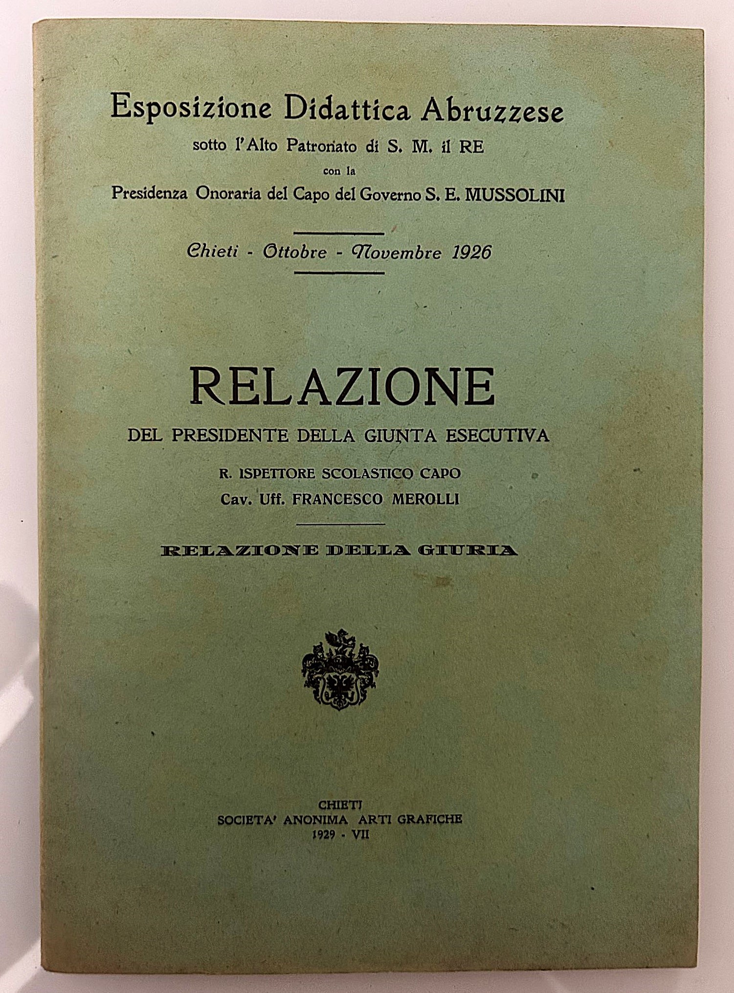 Basilio Cascella - Diploma per l'Esposizione Didattica Abruzzese, cromolitografia, cm 46,5x61, 19...