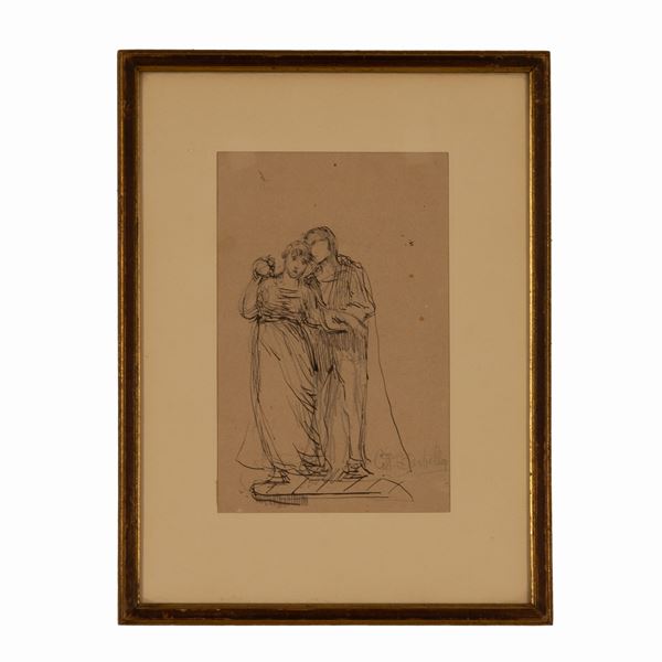 Costantino  Barbella - Studio preparatorio a china e lapis