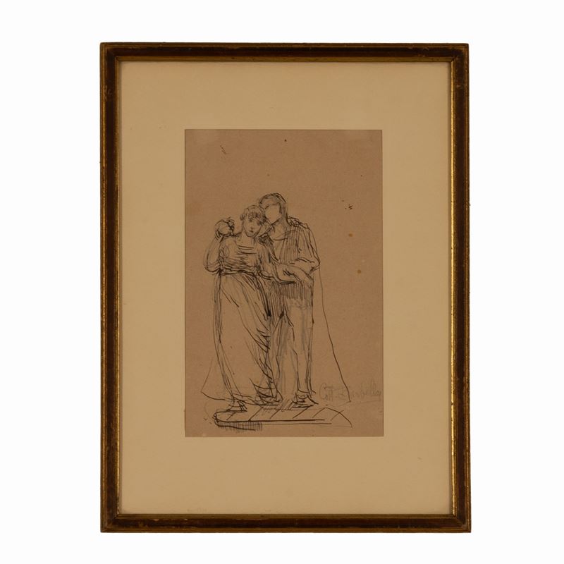 Costantino Barbella - Studio preparatorio a china e lapis