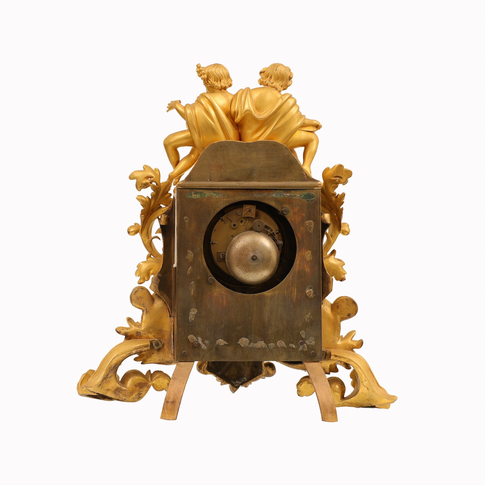 Orologio da camino in bronzo dorato