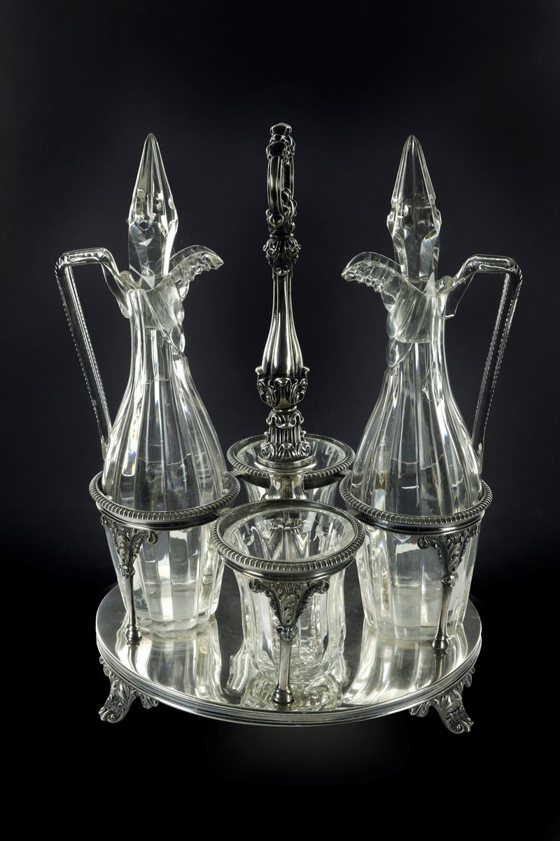 Servizio in argento e cristallo. Spagna