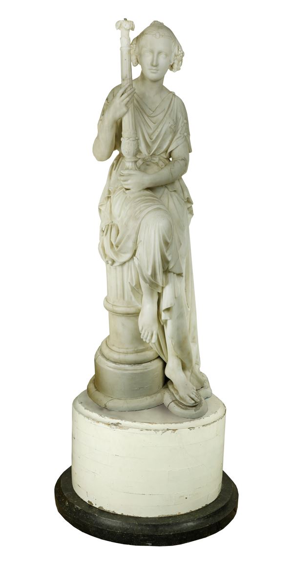 Grande scultura Neoclassica in marmo bianco statuario 