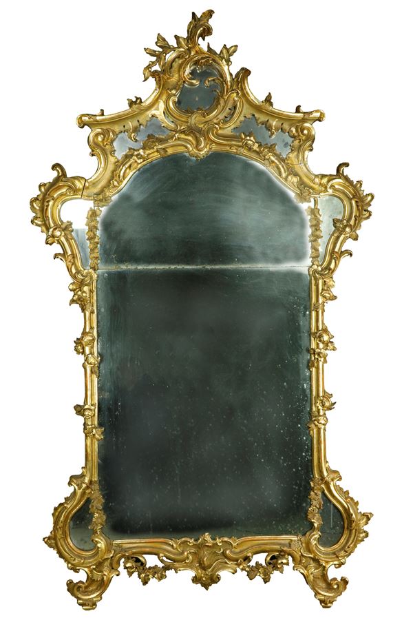 Grande specchiera in legno dorato e intagliato - GENOVA 