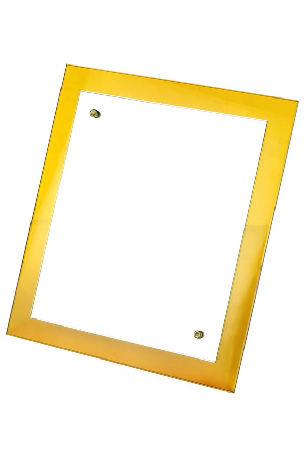 Specchio da tavolo con  vetro giallo
