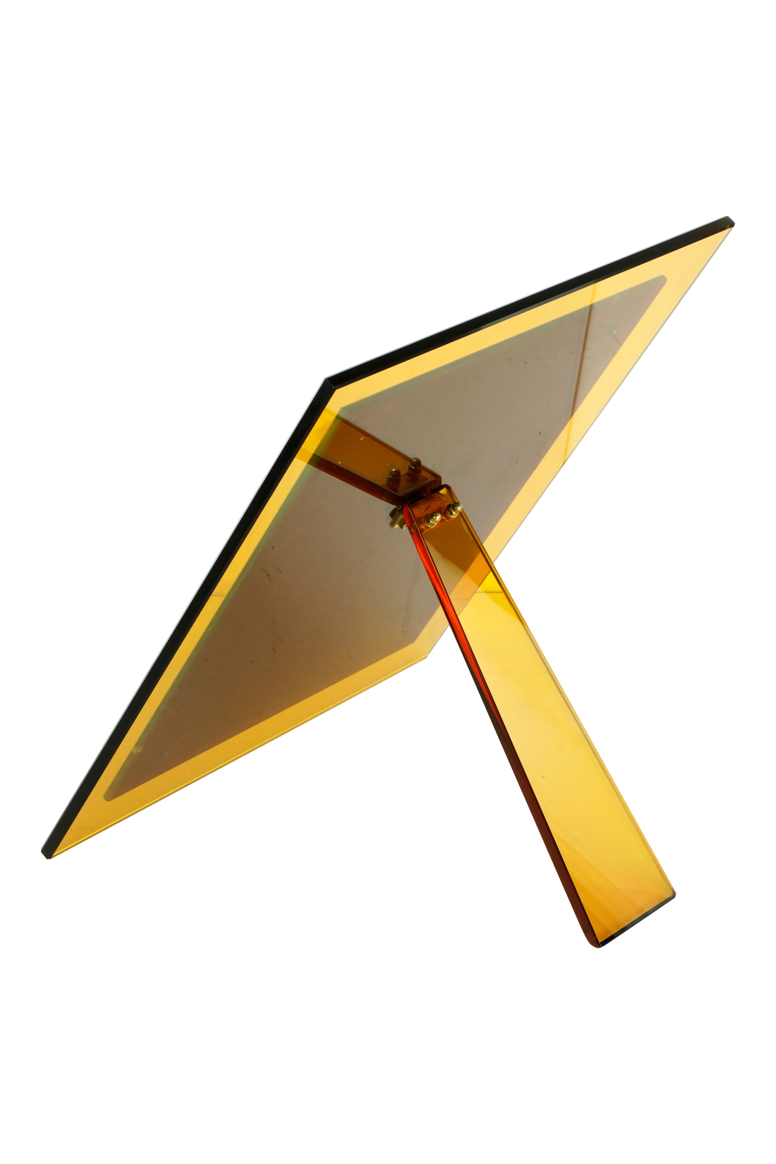 Specchio da tavolo con vetro giallo, XX secolo