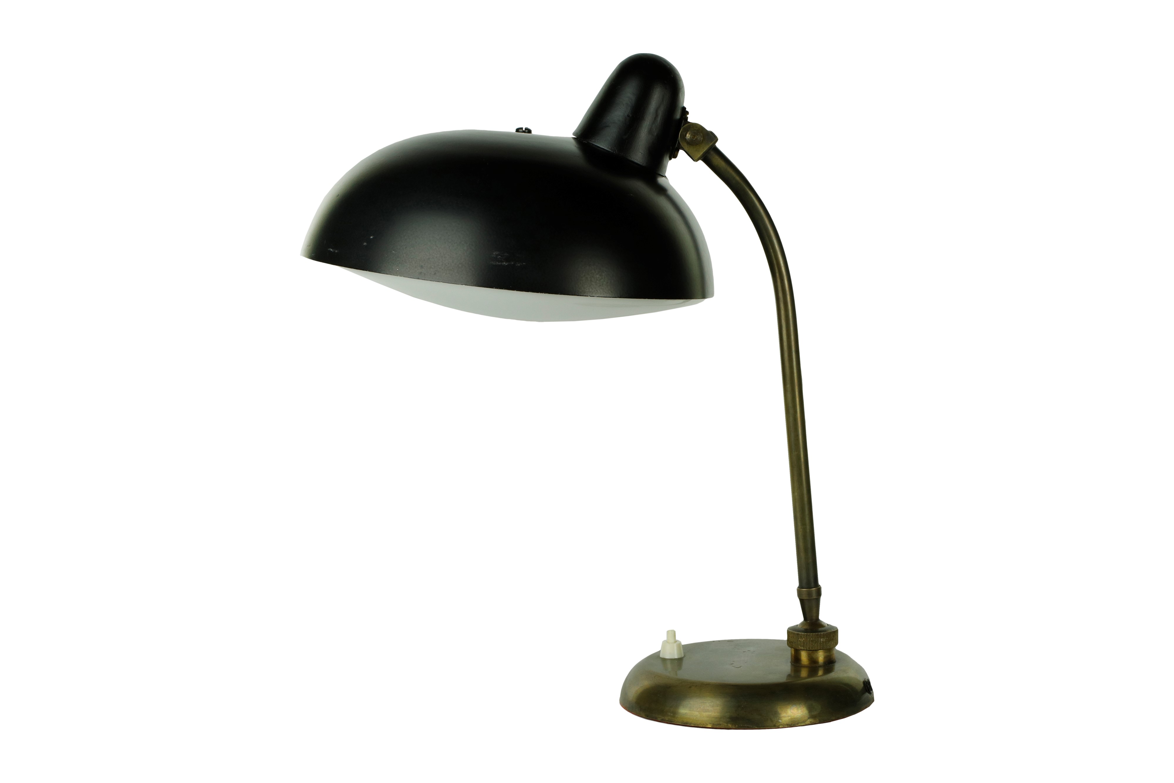 Lampada da tavolo anni ’60, struttura nera con coprilampada in plexiglass