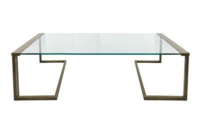 Tavolo modello “T32” (struttura in ottone e piano in cristallo trasparente molato)