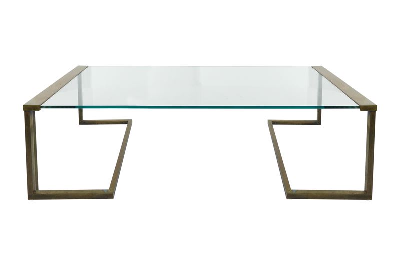 Pierangelo Gallotti - Tavolo modello “T32” (struttura in ottone e piano in cristallo trasparente ...