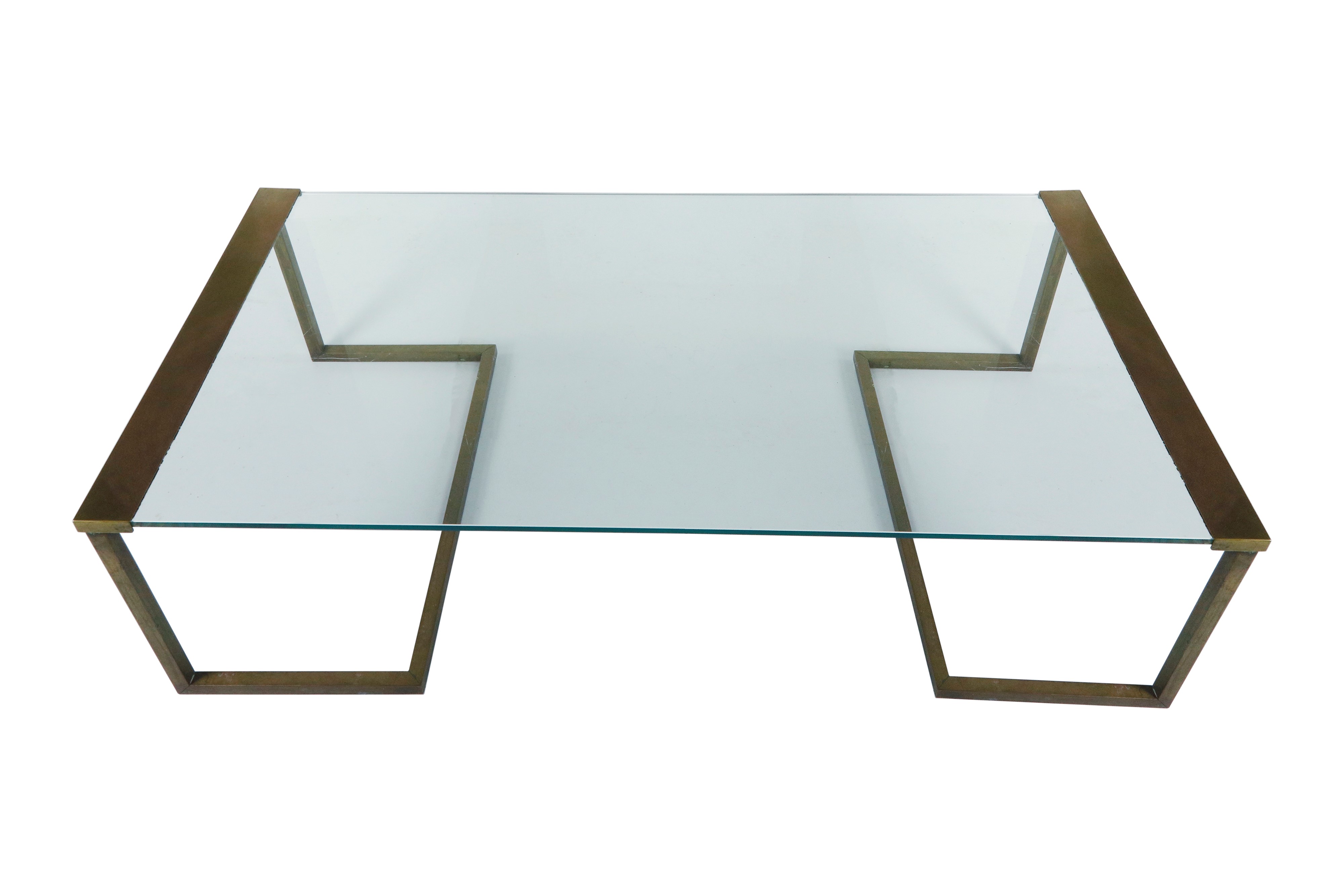 Pierangelo Gallotti - Tavolo modello “T32” (struttura in ottone e piano in cristallo trasparente ...