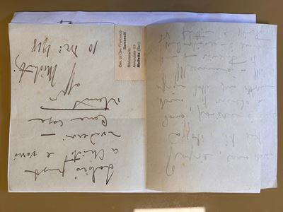 Michetti, Lettera autografa indirizzata al Dott. Giulio Cozzoli con busta, 9 dicembre 1918